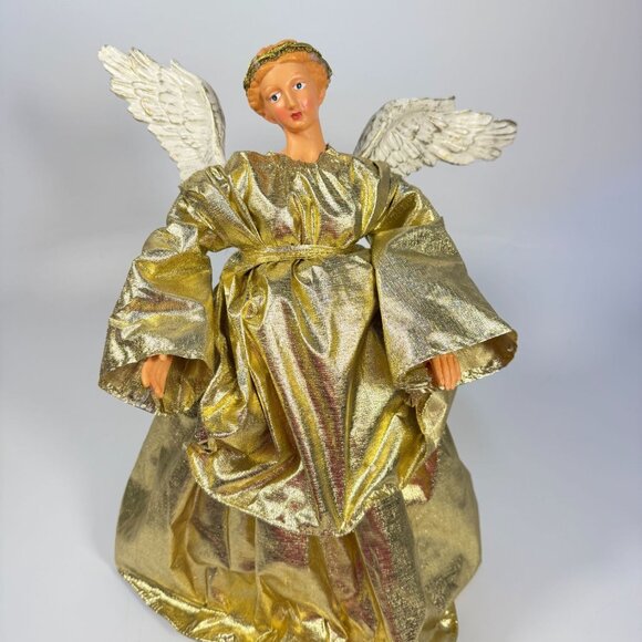 Angel Tree Topper Fontanini italian Style Elegant Gold Vintage Christmas Resin H - Picture 2 of 16